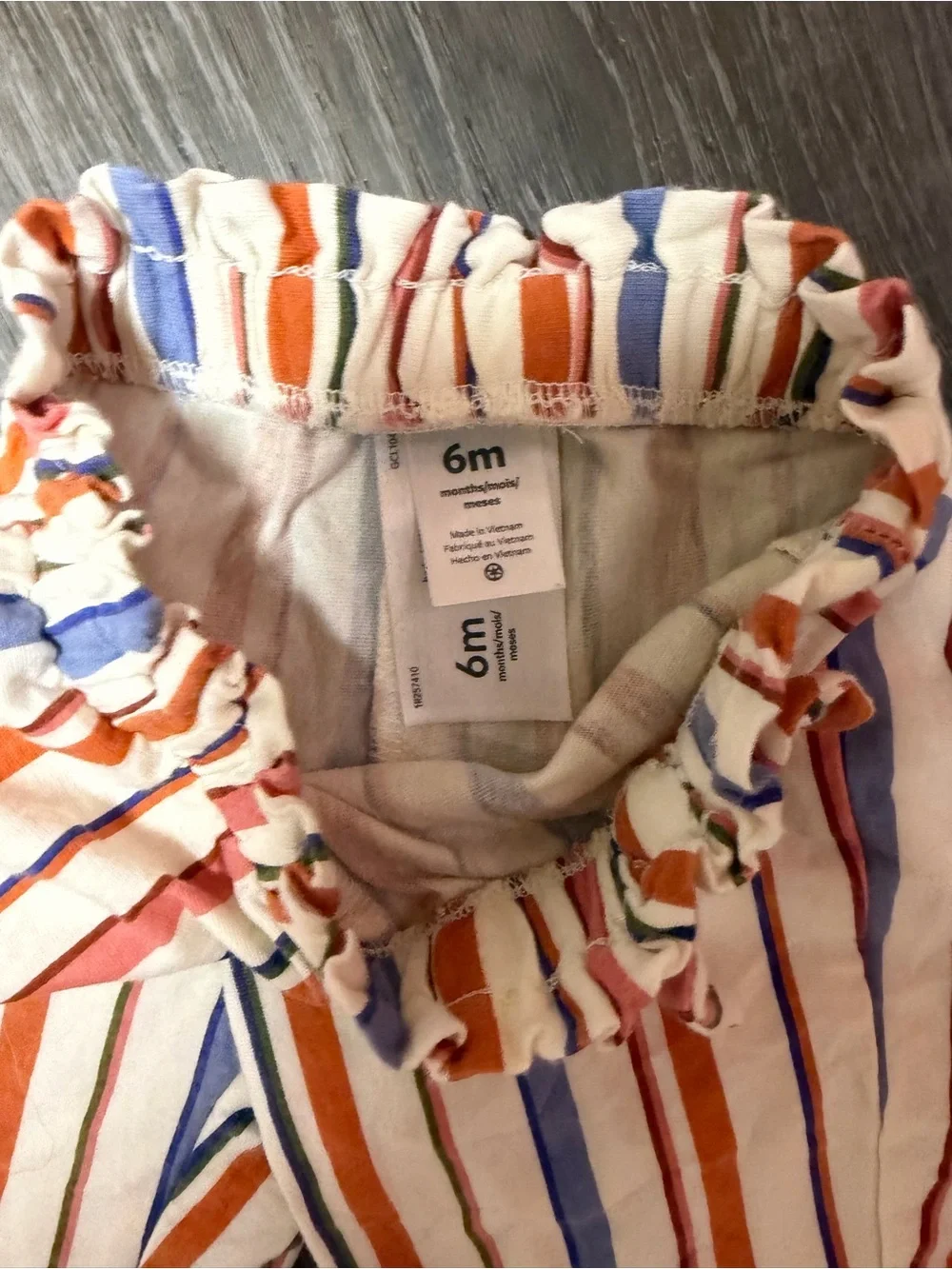 Carter's Pink Ruffle Sleeve Top with Multi-Stripe Shorts